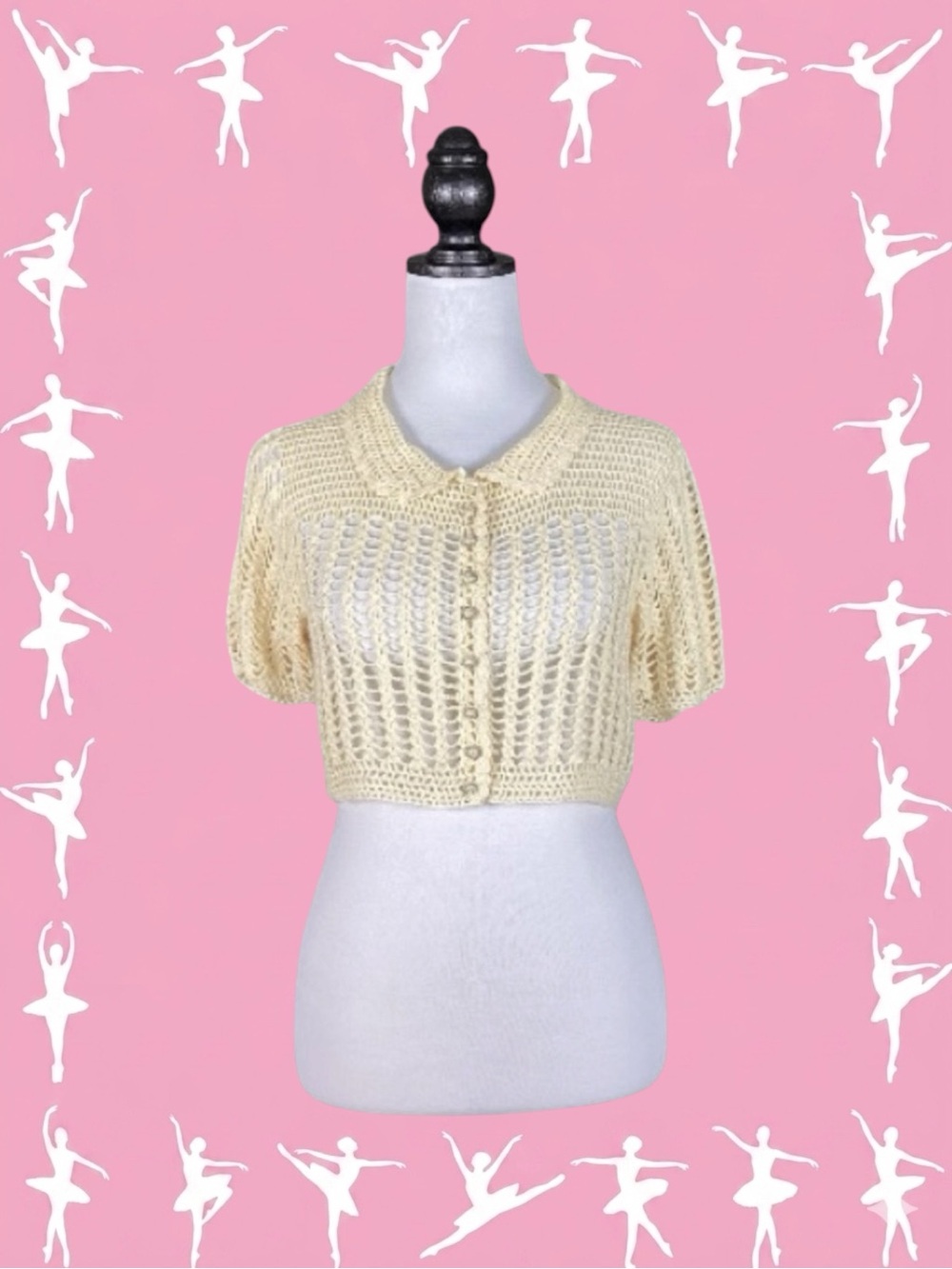 Vintage Betsey Johnson 90s Y2K Retro Cottagecore Coquette Balletcore Cardigan L